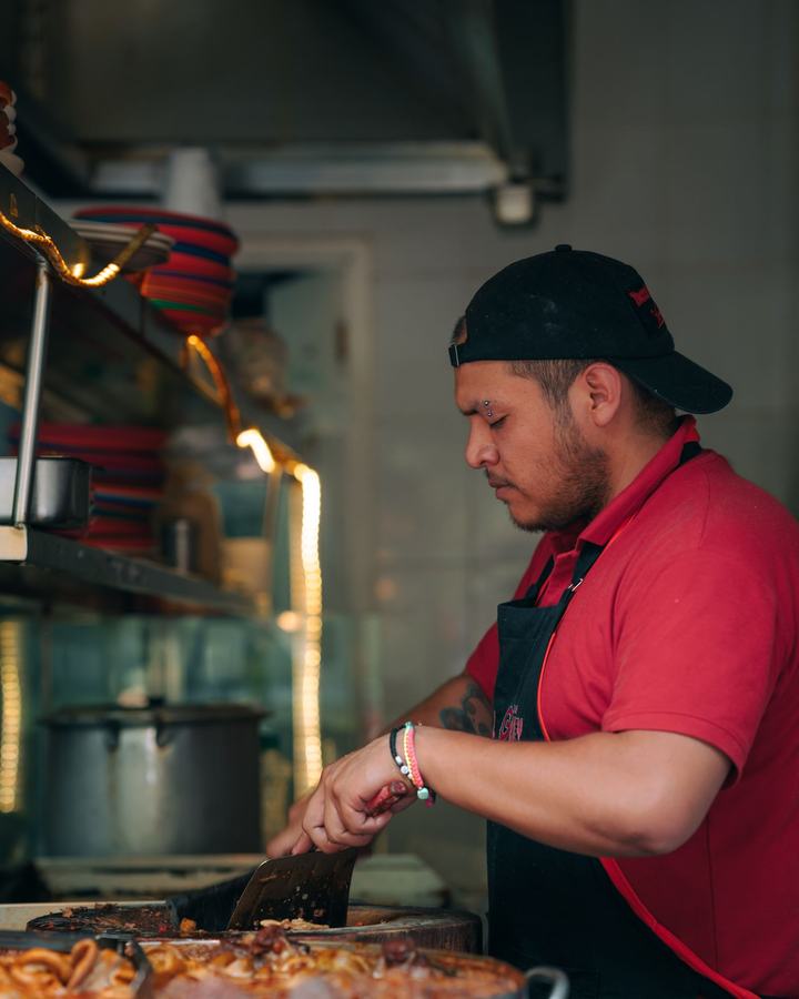 Cook working in a restaurant kitchen